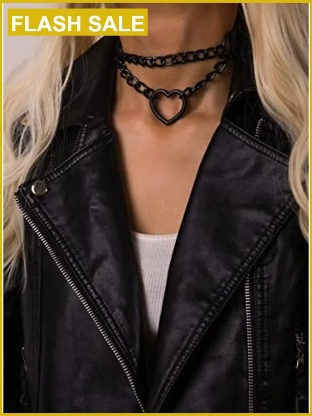 Gothic Heart Chain Choker Necklace Punk Grunge Emo Adjustable Lobster Clasp - Picture 2 of 7